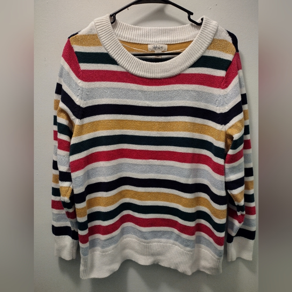 Style & Co. Multicolor Striped Crew Neck Sweater